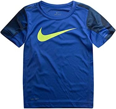 נייקי בויז דרי-פיט-פיט כחול וצהוב סוווש חולצת טריקו אתלטית חולצת טי X-SMALL 4