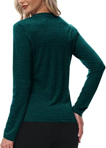 Mofiz's UPF 50+ הגנה מפני השמש חולצת טיול רבע רוכסן רוכסן שרוול ארוך אימון טריקו