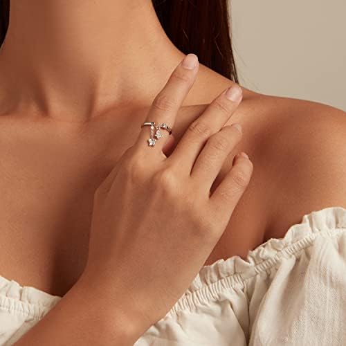 מתנדנד פרפר סטרלינג כסף טבעת עבור נשים בנות מעוקב זירקוניה קריסטל זוג פרפרים קישור שרשרת הצהרת טבעות אירוסין הבטחת טבעת מתכוונן להקות