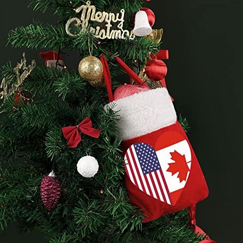 קנדי אמריקאי דגל לב חג המולד שקיות חמוד לשאת אחסון פאוץ כיס עבור סוכריות מתנת חג המולד עץ תליית דקורטיבי