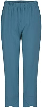 מכנסי פשתן שינשיד לנשים מכנסי קפרי מחודדים מזדמנים עם כיסים בתוספת מכנסיים קצוצים רופפים מותניים גבוהים בגודל