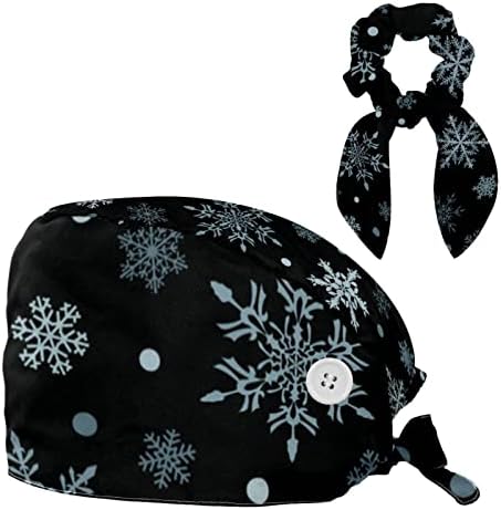 כובע עבודה של חג המולד מצויר ביד זהוב עם כפתורי כובע בופנט מתכוונן כובע קרצוף יוניסקס עם שיער קשת