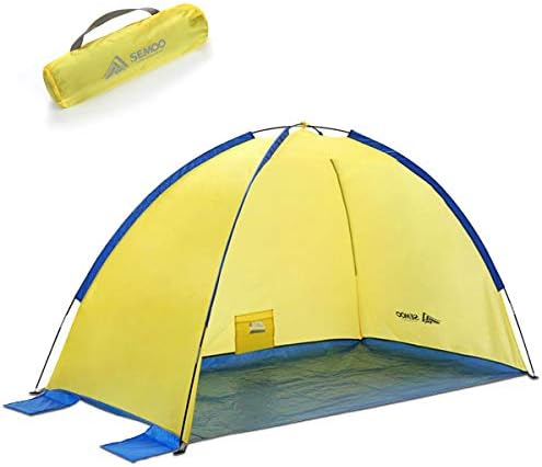 אוהל חוף סמו קופץ חוף מקלט חוף מקלט אנטי- UV אוהל שמש נייד עם תיק נשיאה, הימורי אוהל, כיסים 4sand לפעילויות בחוץ
