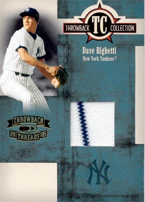 דייב רייטי שחקן Weld Goledy Patch Card Baseball Card 2005 Donruss Throwback Threads TC19 LE 58/250 PINSTRIPE - משחק MLB משומש