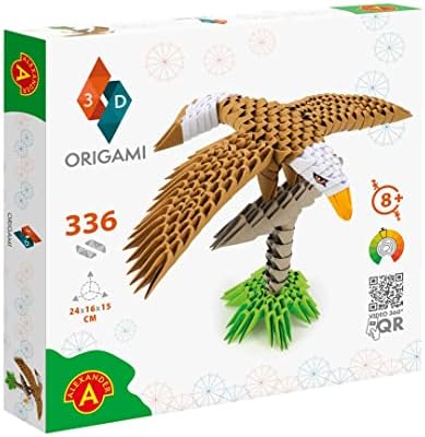 אוריגמי 3d 501827 - נשר אוריגמי תלת מימדי - פיסול נייר תלת -ממדי יפהפה עם רכיבים מוגנים בפטנט והוראות בנייה קלות לברקות, 336 חתיכות, 24