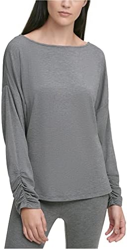 DKNY Sports בגדי נשים מיסי שרוול ארוך סרוג סרוג מהכתף