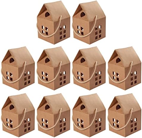 Dechous 10 pcs קופסאות ממתקים בצורת בית קופסאות לחתונה קופסאות לחתונה קופסאות לחתונה קופסאות לחתונה של מקלחת לתינוק