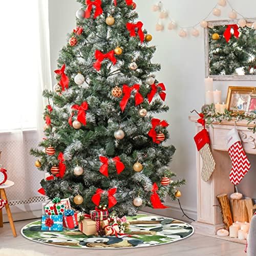 Oarencol חמוד פנדה במבוק עץ עץ חג המולד חצאית 36 אינץ 'חג המולד של מסיבת חג קישוטים
