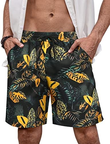 COOFANDY MENS HAWAIIAN BEACH מכנסיים קצרים פרחים מזדמנים המותניים המותניים קצרים