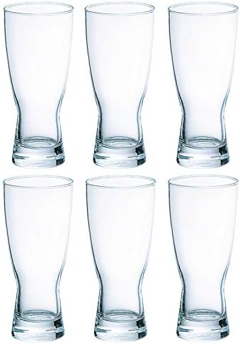 שיווק סנטורי 000-2679 כוס זכוכית בירה, שקוף, 14.1 אונקיות, פה מחוזק, בטוח למדיח כלים, תוצרת יפן, 6 חלקים