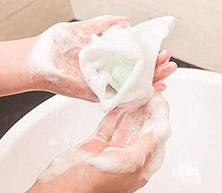 10 יחידות פילינג רשת סבון פאוץ בועת קצף שכבה כפולה נטו סבון שק שומר פאוץ שרוך מחזיק שקיות