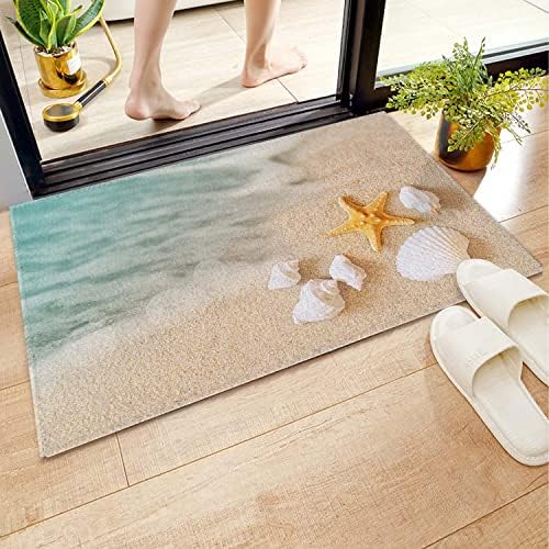 שטיח אמבטיה, שטיח אמבטיה מונע החלקה, כוכב ים חוף, שטיח רצפה מיקרופייבר סופג רך, ניתן לכביסה במכונה, 18 על 30 אינץ