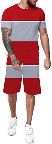 מכנסיים קצרים מזדמנים של קיץ מגברים קובע שרוול קצר ספורט ספורט עליון ותלבושות קצרות תלבושות חסימות צבע בלוק דש 2 תלבושות חתיכות