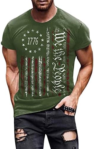 AIPENGRY 1776 חולצות גברים במצוקה דגל ארהב דגל חולצות פטריוטיות חולצות 4 ביולי לגברים חייל צמרות שרירים קצרות שרוולים קצרים
