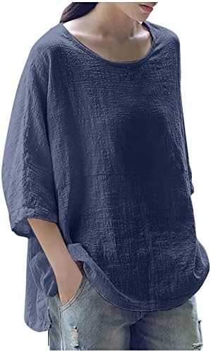 בתוספת גודל קל משקל חולצות לנשים עגול צוואר 3/4 שרוול חולצה מוצק רופף מתאים חולצות בגדי ים כיסוי קופצים