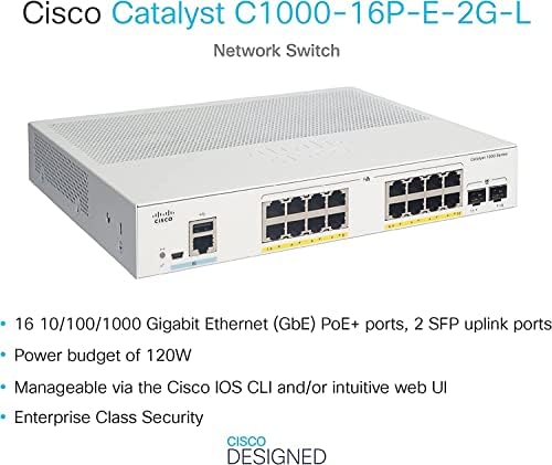 C1000-16P-E-2G-L Cisco מתג רשת חדש, 16 יציאות Gigabit Ethernet POE+