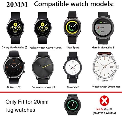 פס שעון 20 ממ של Veczom תואם ל- Samsung Galaxy Watch פעיל 2 40 ממ 44 ממ, גלקסי שעון 3 41 ממ, Gizmo צפה סיליקון ספורט החלפת צנתיים עבור