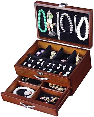 קופסא אחסון Ganfanren תאים מרובים מעץ מעץ מעץ מעץ קופסת תכשיטים מגן תכשיטים קופסת תכשיטים