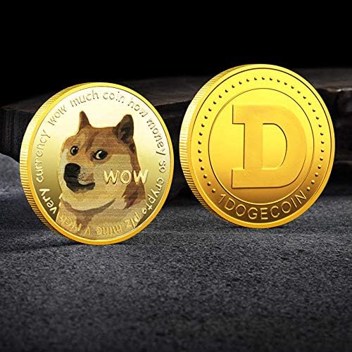 מעניין Dogecoin מטבע מצופה זהב אוסף מטבעות מטבע מצופה מכסף מצופה מכסף וואו דפוס כלב העתק מזכרת קישוט קישוט שולחן כתיבה