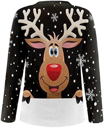 סוודר צווארון גולף נשים סוודר צוואר צווארון סוודר מודפס לחג המולד שרוול ארוך חולצת טריקו סוודרים אביביים חמודים
