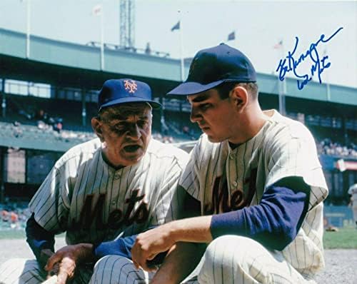 אד Kranepool ניו יורק מטס 1962 Mets w/Casey Stengel Action חתום 8x10 - תמונות MLB עם חתימה