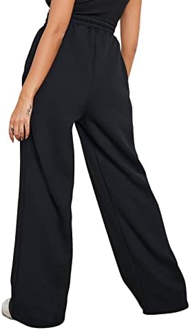 מכנסי טרנינג נשות גוולזייב פתוחים מפשטים מותניים אלסטיים מכנסי קפיץ רגל רחבים עם כיסים