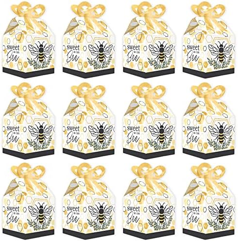 נקודה גדולה של אושר דבורה קטנה - קופסאות מתנה מרובעות - מקלחת לתינוקות או קופסאות קשת מסיבת יום הולדת - סט של 12