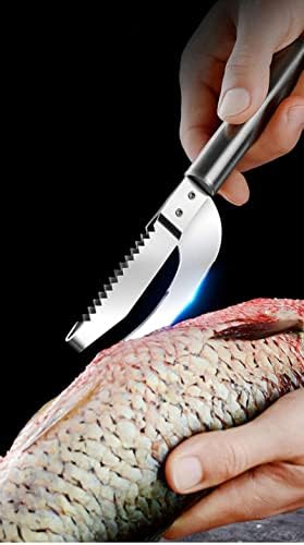 אבגל נירוסטה דגים בקנה מידה גילוח בטן סכין כדי להסיר קשקשי דגים ולשבור את בטן, להשתמש 2 ב 1 דגים בקנה מידה מרית כדי להסיר קשקשי דגים ולהרוג