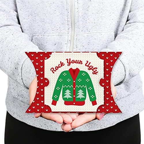 נקודה גדולה של אושר סוודר מכוער - העדפת קופסאות מתנה - מסיבת חג וחג המולד קופסאות כריות גדולות - סט של 12