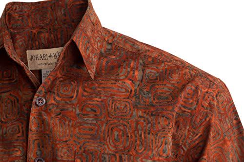 Johari West Ripple Rosso Tropical Hawaiian Cotton חולצת באטיק לגברים