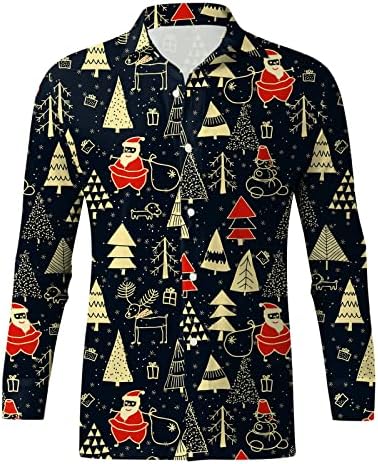 חולצות שמלת שרוול ארוך של ווקאצ'י של ווקאצ'י חג המולד של שלג שלג גרפי רגיל כפתור מזדמן כפתור מזדמן, חולצה פורמלית עסקית