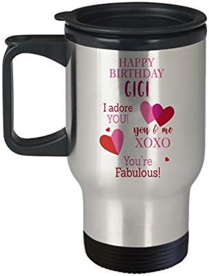 כוס יום הולדת עם ידית לג'יג'י C3TM שמח רעיונות נוכחים מתנות לנשים ספל נסיעות חמוד מצחיק חידוש תה תה לחידוש כוסת פרחים טובים 14 גרם