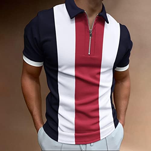 חולצות פולו רוכסן של XXBR לגברים חולצות גולף שרוול קצר של שרוול קצר