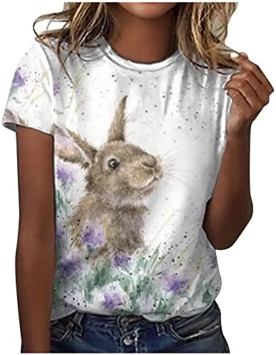 חולצת טס של ארנב פסחא מצחיק ארנב חמוד טי גרפי גרפי מזדמן קיץ קז'ר פסחא צווארון צוואר שרוול קצר