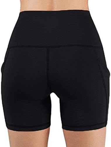 מכנסי יוגה של נשים שורשיות עם כיסים עמוקים לטלפון, בקרת בטן המותניים גבוהה אימון מכנסיים קצרים דחיסה אתלטית קצרה