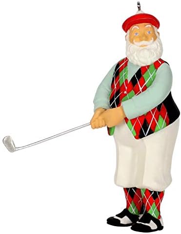 סימן היכר מזכרת חג המולד 2019 שנה מיום נאה שחקן גולף סנטה קישוט, גולף