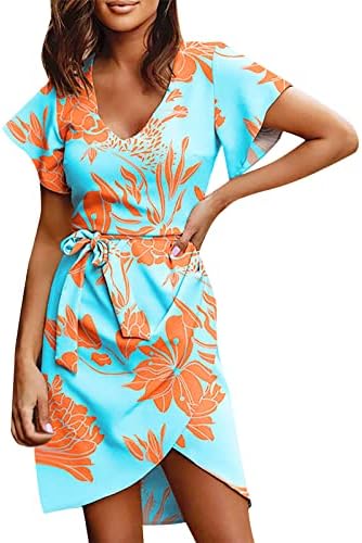 שמלות קיץ לנשים 2023 פרוע לבוש מזדמן ללא שרוולים חוף אמצע מותניים צבע אחיד רופף v שמלות ללא שרוולים צוואר