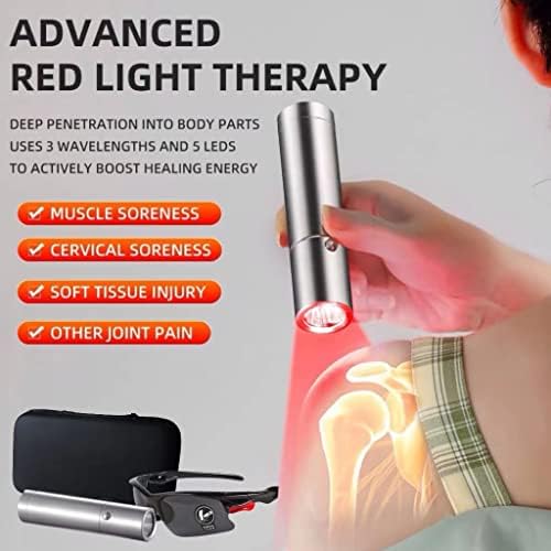 מכשיר אור לד, טיפול באור אדום כף יד,מכשיר אור אינפרא אדום 3 ב -1, משודרג ל -5 נוריות לד, עם 940 ננומטר 660 ננומטר להקלה על כאבים בגוף,
