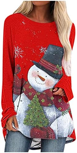 חולצות חג מולד לנשים 2022 עץ חג מולד משובץ עץ חג המולד טוניקה טוניקה טוניקה סווטשירט סוודרים סוודר סוודר סוודר