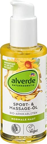 Alverde Sports and Dyoet Oil עם פרחי ארניקה אורגניים, אלכוהול ונטול צבעים, טבעוני .100 מל / 3,38 גרם