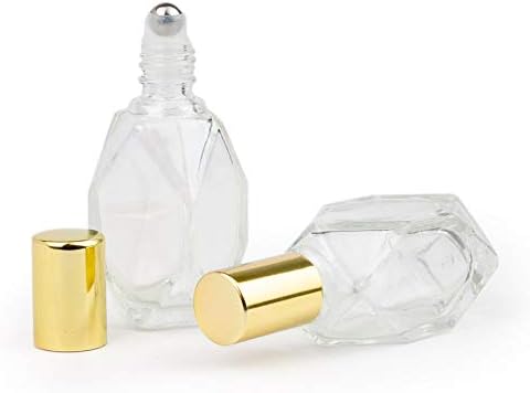 Grand Parfums Geo mini 7.5 מל בקבוקי רולר יוקרה פנינה יוקרתית רולר שמן אתרי צורת יהלום 7.5 מל זכוכית גיאוגרפיה זהב או כובעי כסף בושם רולון