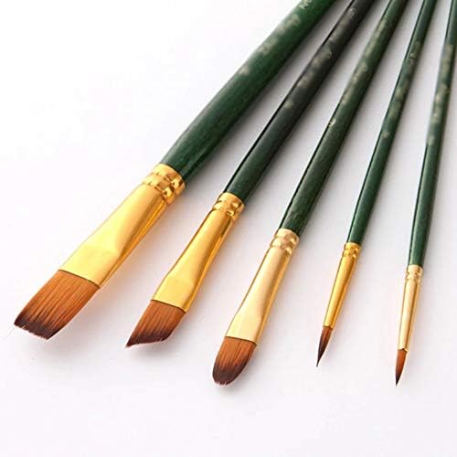 SAWQF 5 יחידות/הרבה מברשת צבעי מים סט מעץ ידית עץ ניילון צבע מברשת עט שמן מקצועי ציור ציור ציור ציוד ציוד