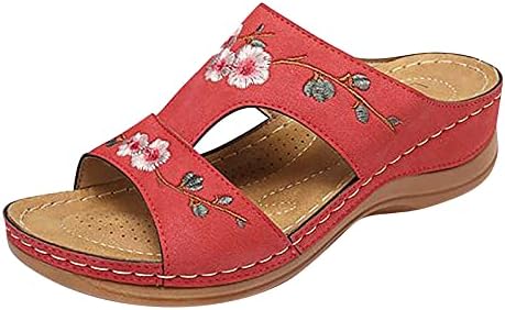2022 קיץ נעלי בית נשים חדשות חלול פרחים מעודנים רקמה טריז עקב סנדלי גבירותיי נעליות פרימיום