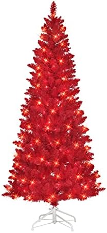 6.5 רגל עץ אדום של אופנה אדומה מראש, 475 טיפים, 200 אורות ליבון ברורים