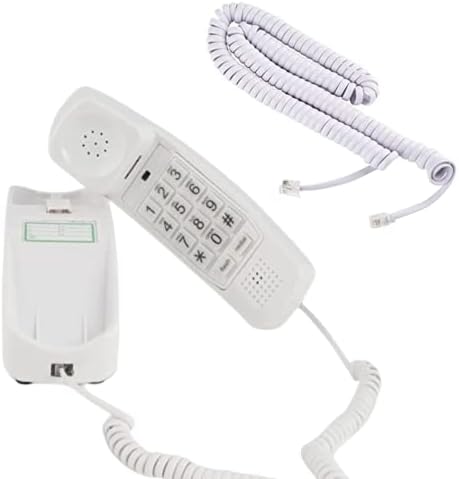 טלפון קווי לבן לחבילה ביתית עם כבל טלפון מתולתל 15ft