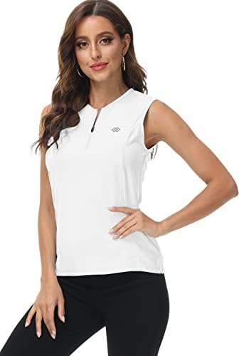חולצת טניס ללא שרוולים ללא שרוולים של MOFIZ חולצות גולף לנשים חולצות טריקו בגדי ספורט יבשות עם רוכסן עם רוכסן