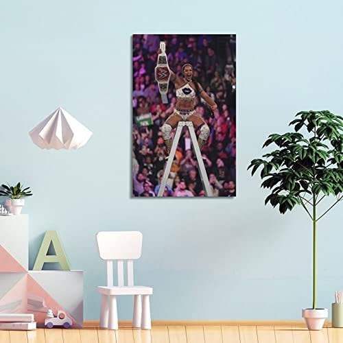 Lodokdre Bianca Belair WWE WWE5 בחדר אסתטי בד אמנות פוסטר ואומנות קיר תמונה מודרנית כרזות תפאורה לחדר שינה משפחתיות. בסגנון מסגרת, 12x18