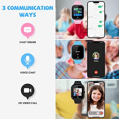 שעון חכם לילדים עם כרטיס SIM, 4G Kids GPS Tracker Watch, IP67 אטום למים דו דרך שיחה וידאו וקולי צ'אט SOS Pedomter, ילדים סלולריים צפו