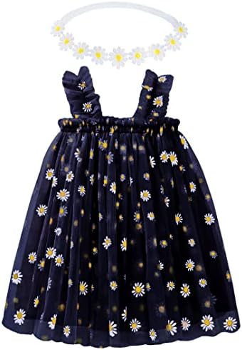 BGFKS בנות תינוקות פעוטות דייזי טוטו שמלה, שמלת מסיבות נסיכה עם סרט ראש פרח חיננית רכה.