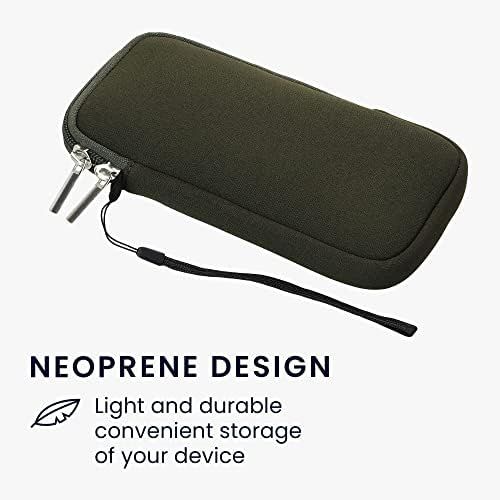 Kwmobile Neoprene טלפון כיס גודל XXL - 7 - תיק נייד שרוול סלולרי אוניברסלי עם רוכסן, רצועת כף היד - ירוק כהה